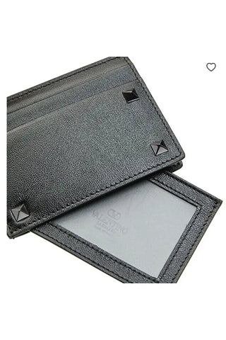 Rockstud Siyah Deri Erkek Kartlık