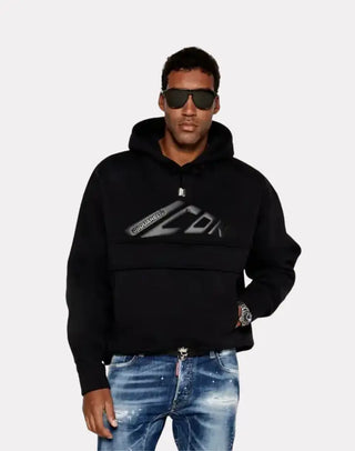 Erkek Siyah Logo Baskılı Sweatshirt