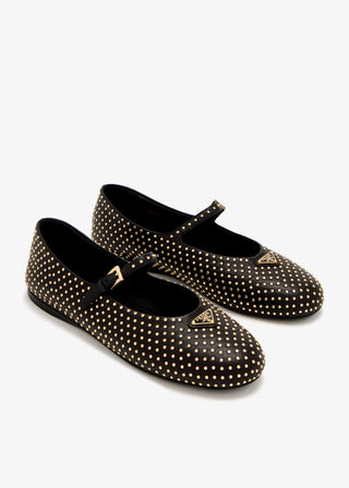 Prada Metal Zımba Detaylı Nappa Deri Babet