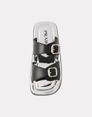 Çift kayış Deri Siyah Kadın Sandalet