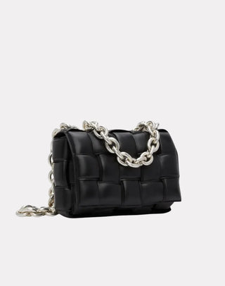 Black Padded Chain Cassette Çanta