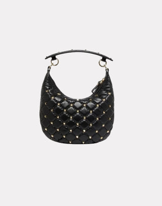 Mini Hobo Rockstud Spike Nero Hobo Bag