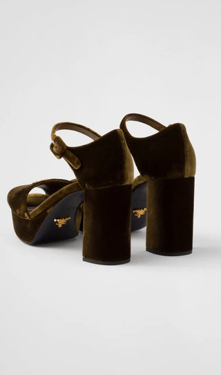 Prada Kadife Platform Sandalet
