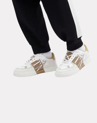 Logo-strap Beyaz Deri Erkek Sneakers