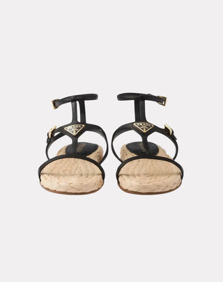 Triangle Logo Deri Kadın Sandalet