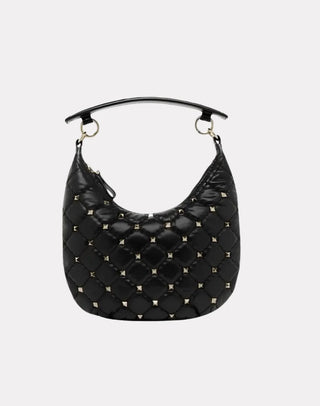 Mini Hobo Rockstud Spike Nero Hobo Bag