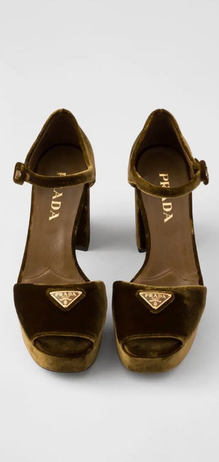 Prada Kadife Platform Sandalet