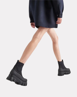 Kalın Taban Monolight Naylon Gabardin Kadın Bot