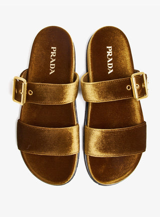 Prada Kadife Metal Logolu Kadın Terlik