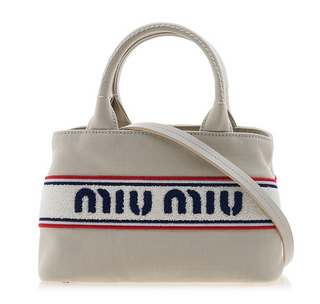 Miu Miu Canvas Kabartma Logo Kadın Çanta