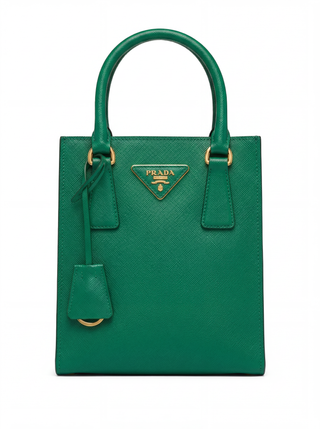 Prada Üçgen Logolu Yeşil Deri El Çantası