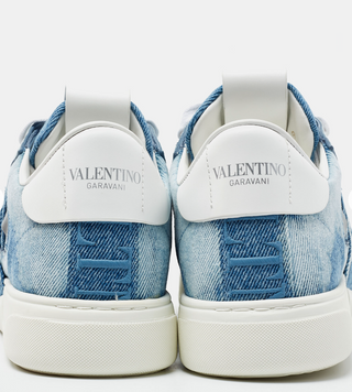 Mavi Denim ve Deri VLTN Alçak Bilekli Sneaker