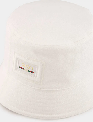 Gucci Kanvas Balıkçı Şapka Beyaz/Lacivert