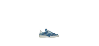 Mavi Denim ve Deri VLTN Alçak Bilekli Sneaker