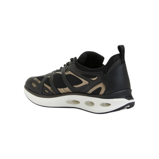 Planet Luxury Brands VLogo Easy Jog siyah deri ve file detaylı erkek sneaker, yan profil görünümü.