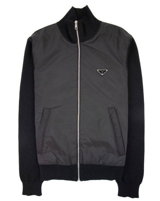 Prada Siyah Naylon Yün Fermuarlı Hırka