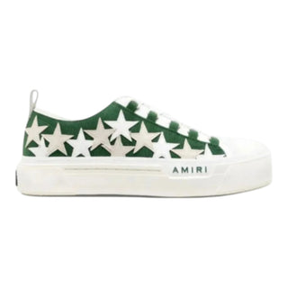 Planet Luxury Brands imzalı, yeşil ve beyaz renkli, yıldız desenli Amiri erkek sneaker ayakkabı.