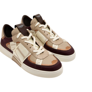 Planet Luxury Brands VL7N bej deri ve naylon detaylı, kalın tabanlı erkek sneaker