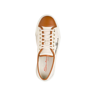 Planet Luxury Brands Caelum bej kanvas ve taba deri detaylı, kalın kauçuk tabanlı, yuvarlak burunlu İtalyan sneaker