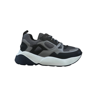 Planet Luxury Brands Ecylipse erkek sneaker, siyah ve gri renkli, kalın tabanlı, file ve deri detaylı spor ayakkabı