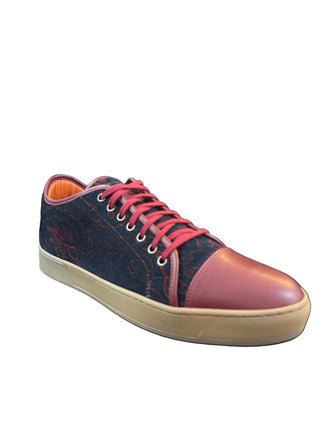 Planet Luxury Brands Etro lacivert desenli ve kırmızı deri detaylı erkek sneaker ayakkabı