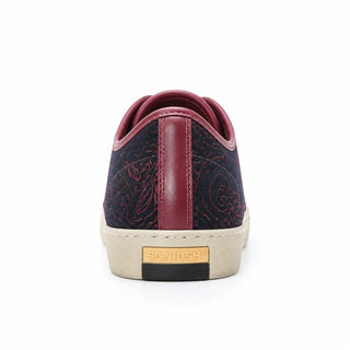 Planet Luxury Brands Etro desenli, bordo deri detaylı ve paisley desenli erkek sneaker ayakkabı arka görünümü