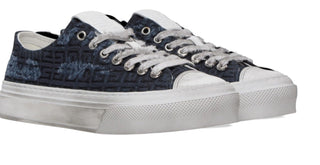 Planet Luxury Brands Givenchy lacivert 4G desenli, bağcıklı, kauçuk tabanlı erkek sneaker ayakkabı