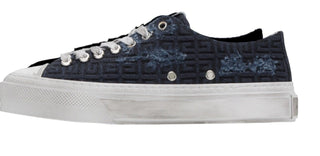Planet Luxury Brands Givenchy lacivert 4G desenli, bağcıklı, beyaz kauçuk tabanlı erkek sneaker ayakkabı