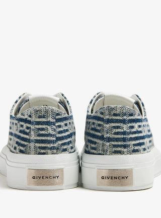 Planet Luxury Brands Givenchy mavi desenli erkek sneaker, arka tabanında metal logo detayı ile