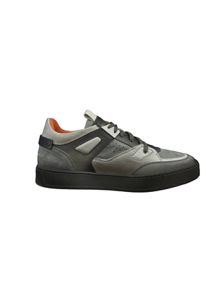 Planet Luxury Brands gri deri erkek sneaker, kalın tabanlı, yuvarlak burunlu ve İtalya üretimi şık tasarım.