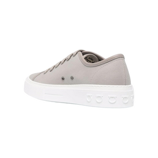 Planet Luxury Brands gri kanvas Ferragamo Mediterr erkek sneaker, kalın beyaz kauçuk tabanlı ve logo detaylı tasarım