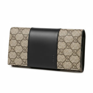 Planet Luxury Brands Gucci monogram kanvas ve siyah deri detaylı şık uzun kadın cüzdanı