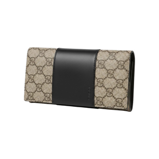 Planet Luxury Brands Gucci monogram kanvas ve siyah deri detaylı şık uzun kadın cüzdanı