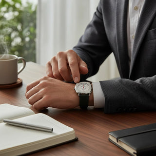 Planet Luxury Brands Gucci paslanmaz çelik kasalı, beyaz kadranlı ve siyah kayışlı minimalist quartz kol saati