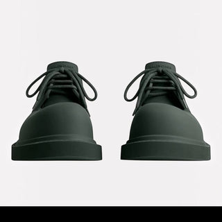 Planet Luxury Brands imzalı, haki renkli, deri Balenciaga Steroid erkek loafer ayakkabı, önden görünüm.
