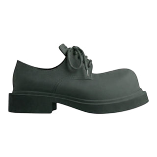 Planet Luxury Brands imzalı, haki renkli, deri, kalın tabanlı ve bağcıklı Balenciaga Steroid erkek loafer ayakkabı.