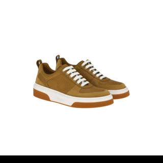 Planet Luxury Brands kahverengi, kalın tabanlı, yan tarafında delikli logo detayı bulunan yuvarlak burunlu erkek sneaker