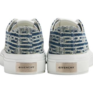 Planet Luxury Brands mavi desenli kalın tabanlı erkek sneakers, arka kısımda metal logo detayı ile