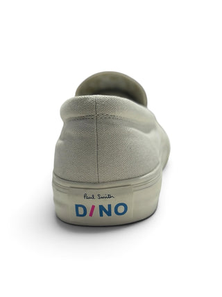 Planet Luxury Brands Paul Smith beyaz Dino Kinsey bağcıksız sneaker topuk detayı ve logo baskısı