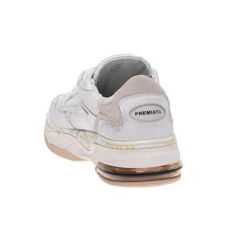 Planet Luxury Brands Premiata Air Taban beyaz erkek sneaker, kalın tabanlı ve bağcıklı tasarım, arka görünüm