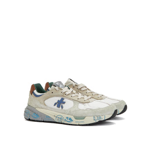 Planet Luxury Brands Premiata Mase krem renkli, logo detaylı ve desenli kauçuk tabanlı erkek sneaker ayakkabı