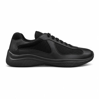Planet Luxury Brands America's Cup siyah erkek sneaker, yuvarlak burunlu, kauçuk tabanlı ve İtalya üretimi tasarım.