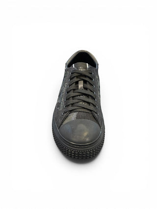 Planet Luxury Brands siyah kelebek desenli, kauçuk tabanlı ve logo baskılı erkek sneaker ayakkabı
