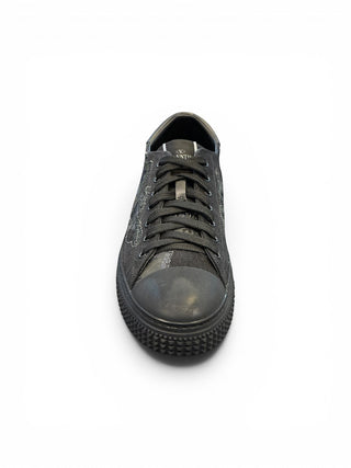 Planet Luxury Brands siyah kelebek desenli, kauçuk tabanlı ve logo baskılı erkek sneaker ayakkabı