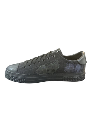 Planet Luxury Brands siyah kelebek desenli, kauçuk tabanlı ve yuvarlak burunlu erkek sneaker ayakkabı