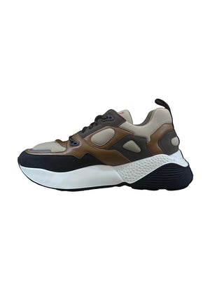 Planet Luxury Brands Stella McCartney Eclypse kahverengi bej ve siyah renkli kontrast panelli erkek spor ayakkabı