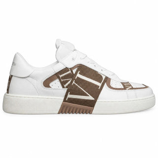 Planet Luxury Brands Valentino VL7N beyaz deri erkek sneaker, kahverengi logolu bant detaylı şık spor ayakkabı