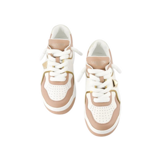Planet Luxury Brands Valentino Garavani One Stud XL pudra rengi deri kadın sneaker, kalın tabanlı ve bağcıklı tasarım.