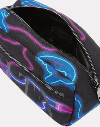 Planet Luxury Brands Valentino Garavani siyah neon desenli VLTN logolu fermuarlı unisex el çantası