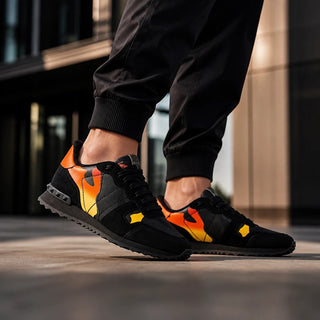 Planet Luxury Brands Valentino Garavani siyah kamuflaj desenli kalın tabanlı erkek sneaker ayakkabı